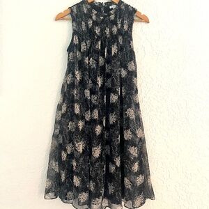 Joie Women's Dress Med Baltic Print Sleeveless Navy Rouched Neckline